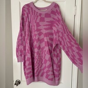 Checkered pink sweater dress